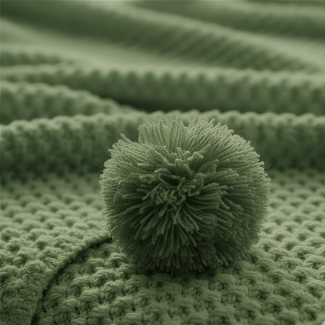 Scandinavian Waffle Knit Throw Blanket with Playful Pom Pom Tassels