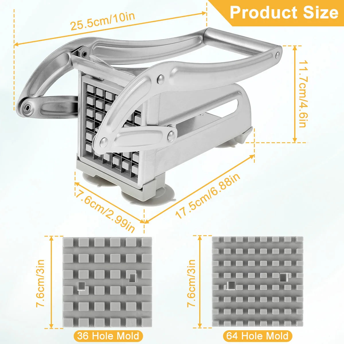 Stainless Steel French Fry Cutter | Heavy Duty Potato Slicer & Vegetable Chopper