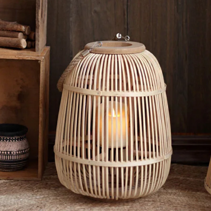 Handwoven Rattan Lanterns for Patio | Decorative Boho Hanging Garden Decor