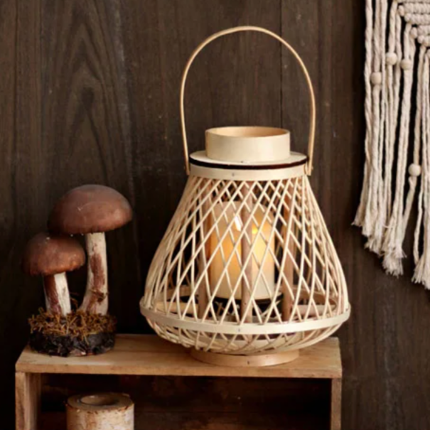 Handwoven Rattan Lanterns for Patio | Decorative Boho Hanging Garden Decor