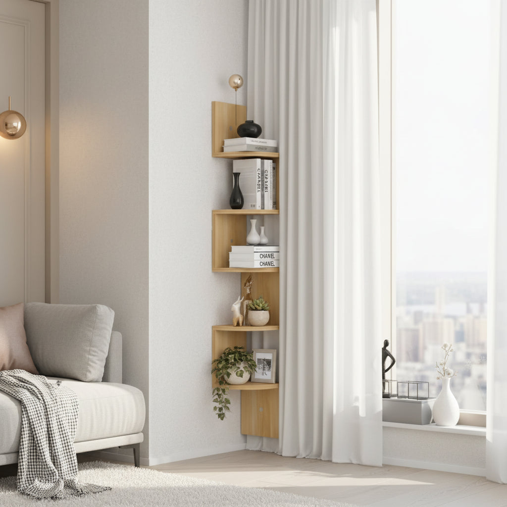 Elegant Corner Wall Shelf – Compact Storage with Modern Style