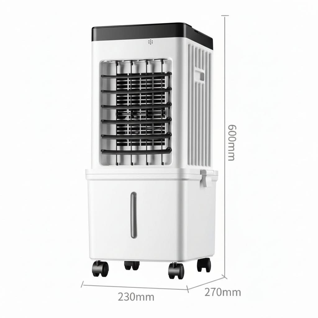 Portable air cooler in a living room