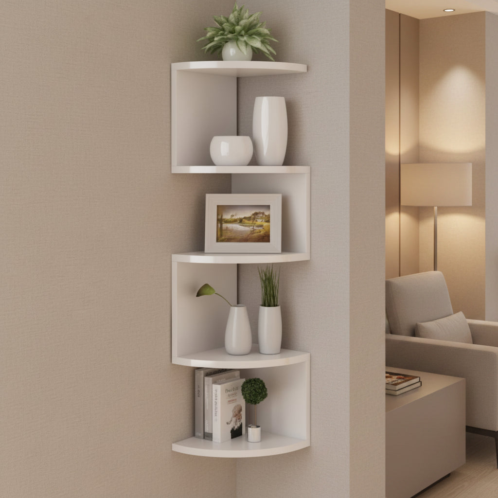 Elegant Corner Wall Shelf – Compact Storage with Modern Style