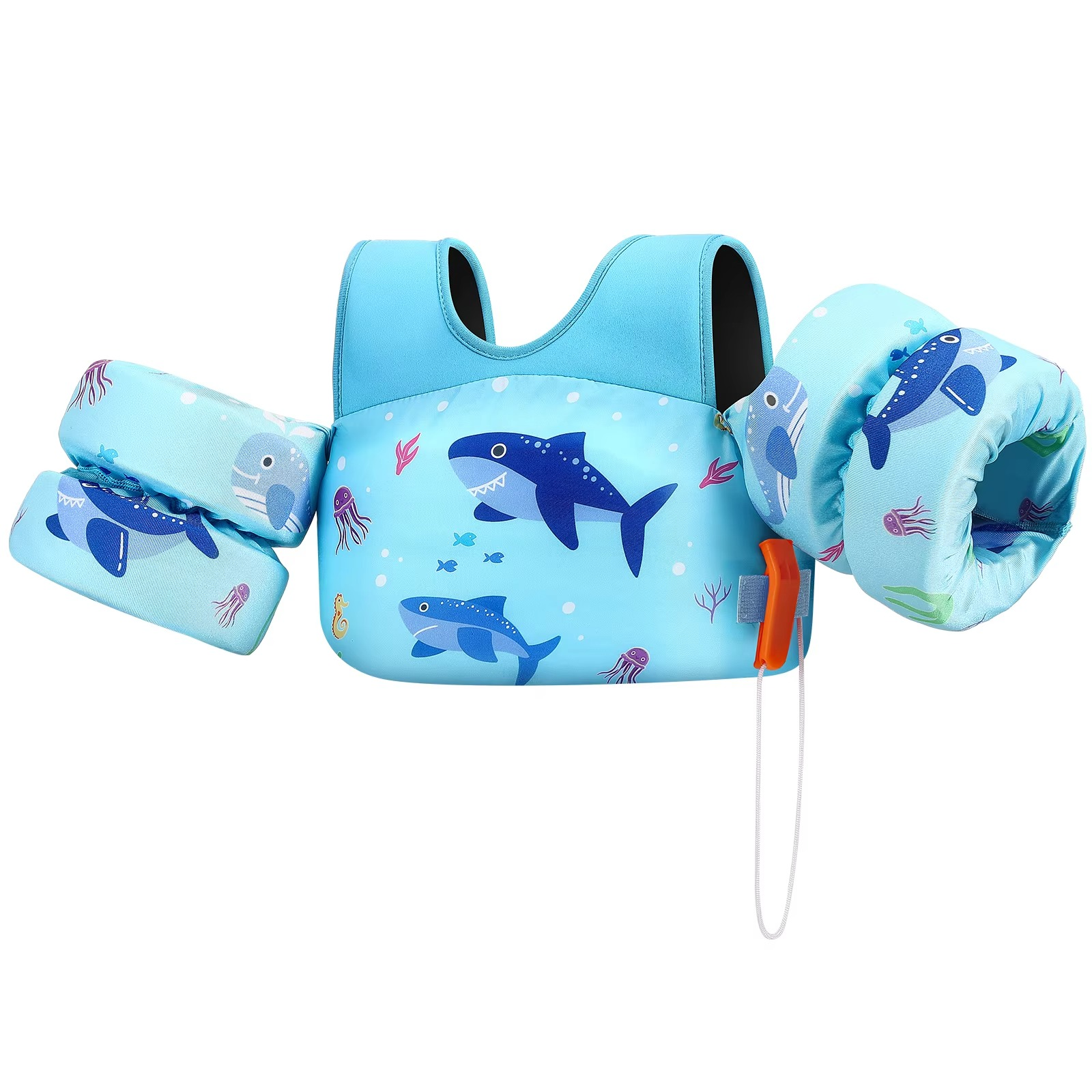 Kids Foam Swim Vest with Arm Floats & Safety Whistle – Toddler Float Jacket for Pool, Beach & Kayaking