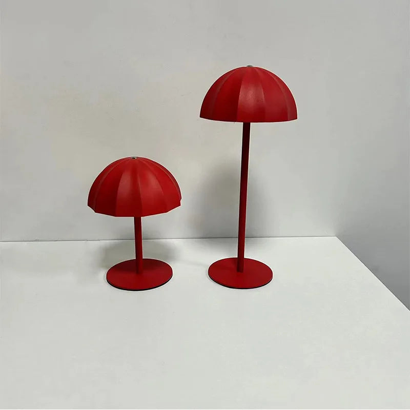 Rechargeable Metal LED Umbrella Table Lamp with Touch Dimming