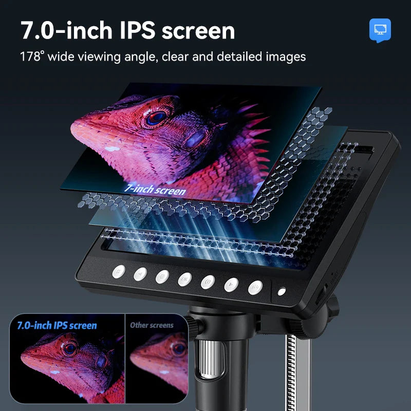HD Digital Soldering Microscope with 1200X Zoom and 7 Inch IPS Screen