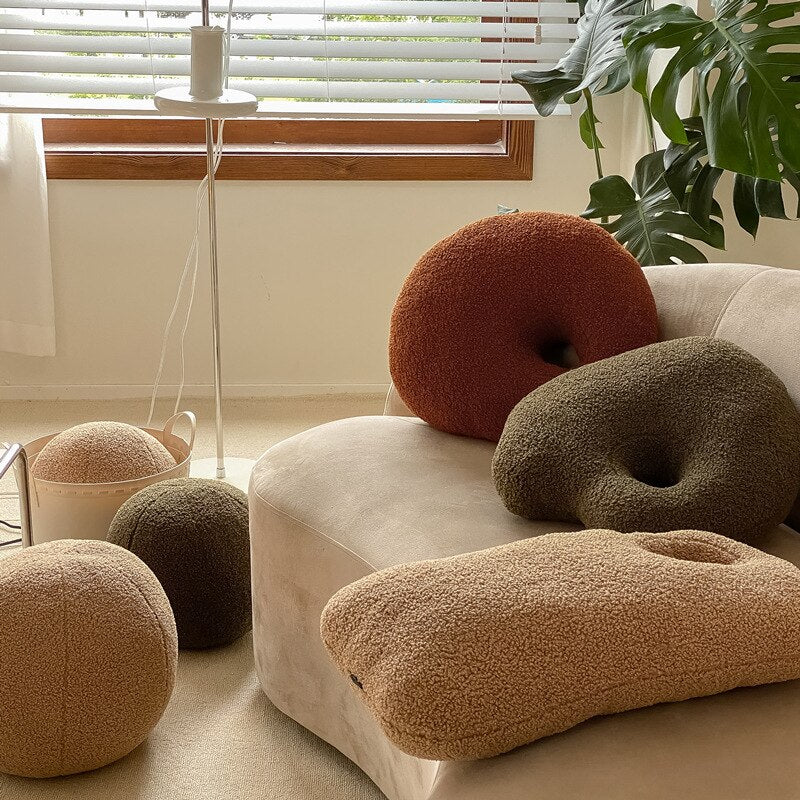 Stone Shaped Plush Pillows | Fluffy Pebble Floor Cushions for Home Decor