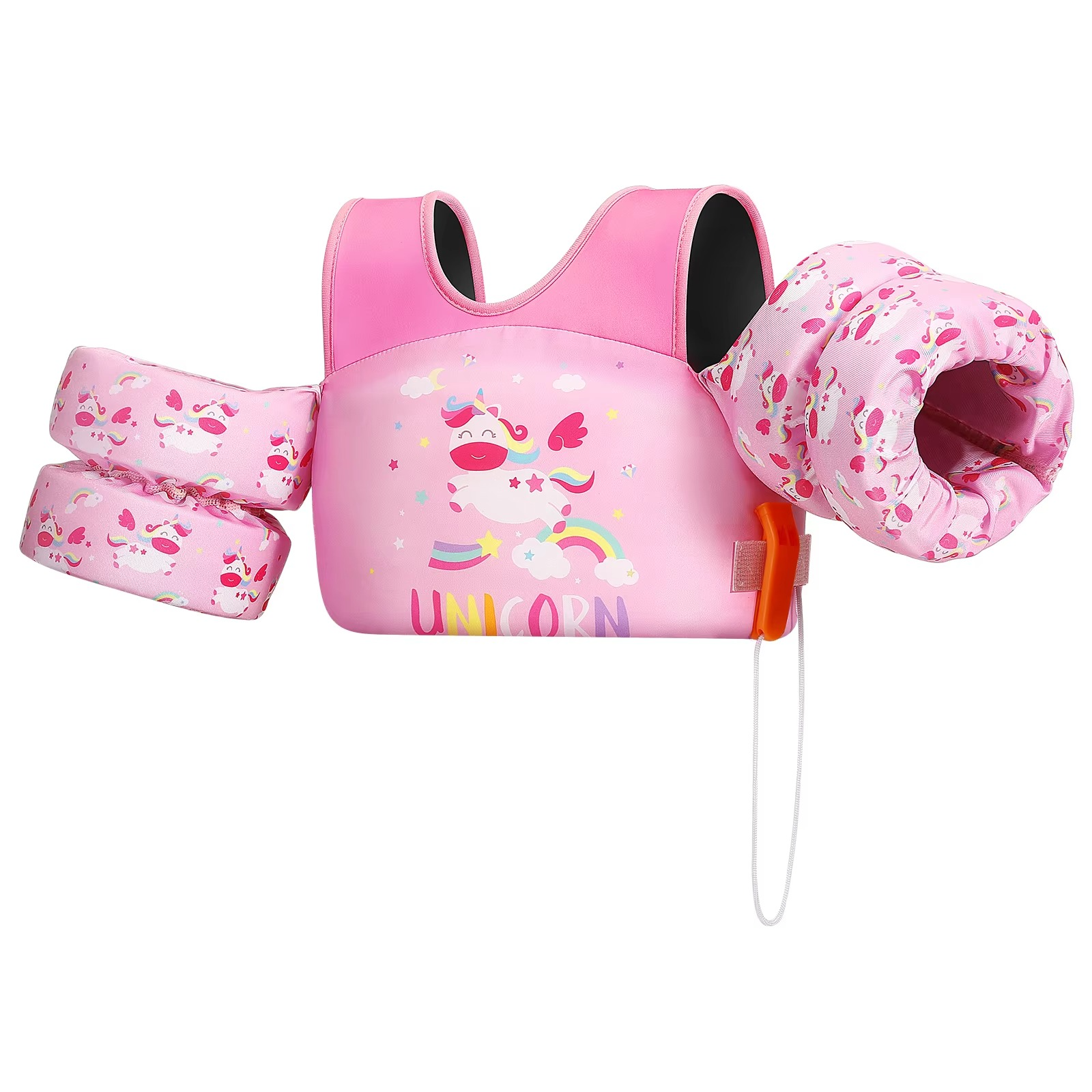 Kids Foam Swimming Life Vest with Arm Floats and Safety Whistle