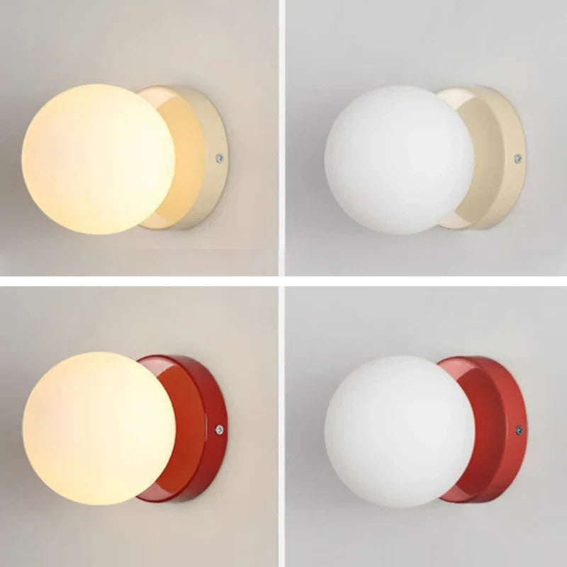Nordic Glass Orb LED Wall Sconce for Bedroom and Hallway Lighting