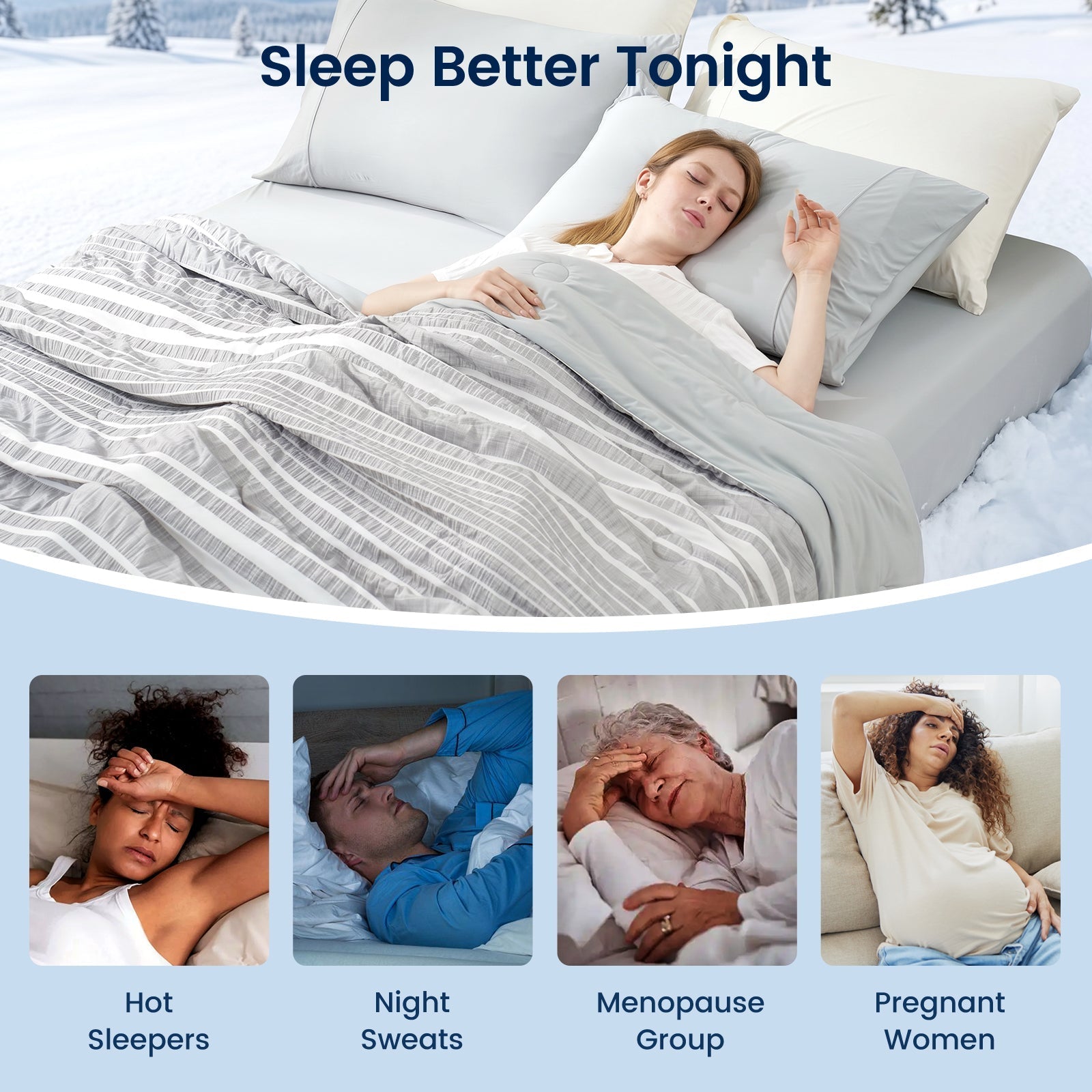 Seersucker Cooling Comforter – Lightweight Striped Breathable Summer Duvet for Hot Sleepers, Queen & King