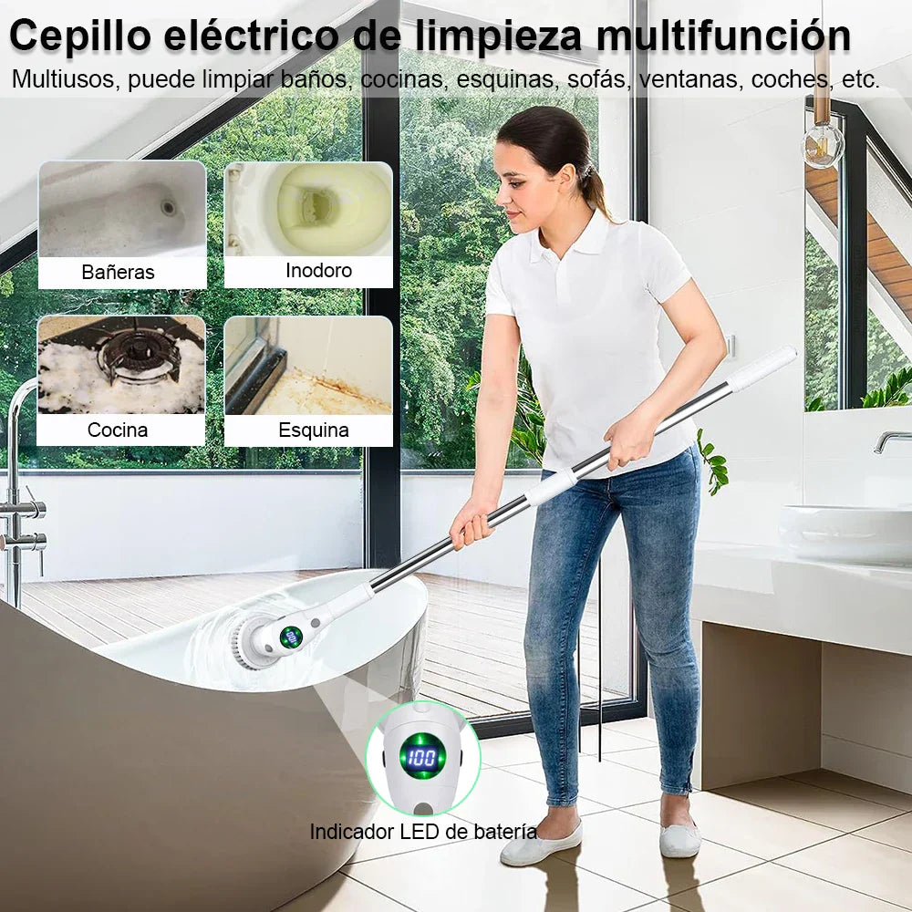 Wireless Electric Spin Scrubber and Cordless Brush with 8 Head Set