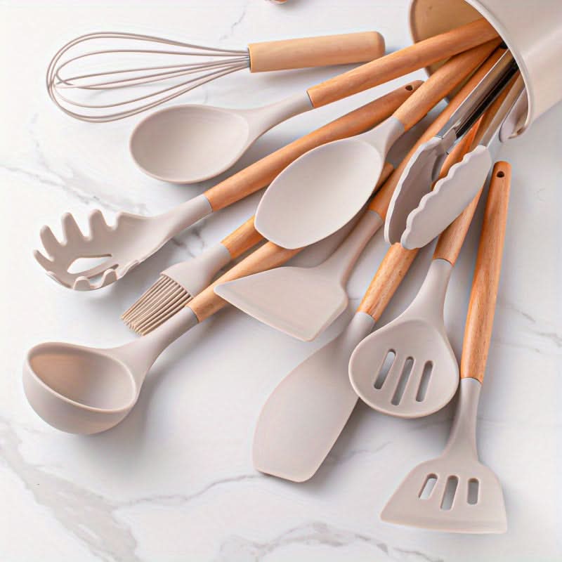 Premium 12-piece Heat-resistant Silicone Kitchen Utensil Set – For Safe, Non-stick Cookware Protection and Effortless Everyday Cooking