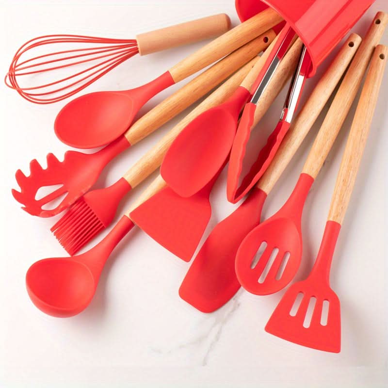 Premium 12-piece Heat-resistant Silicone Kitchen Utensil Set – For Safe, Non-stick Cookware Protection and Effortless Everyday Cooking