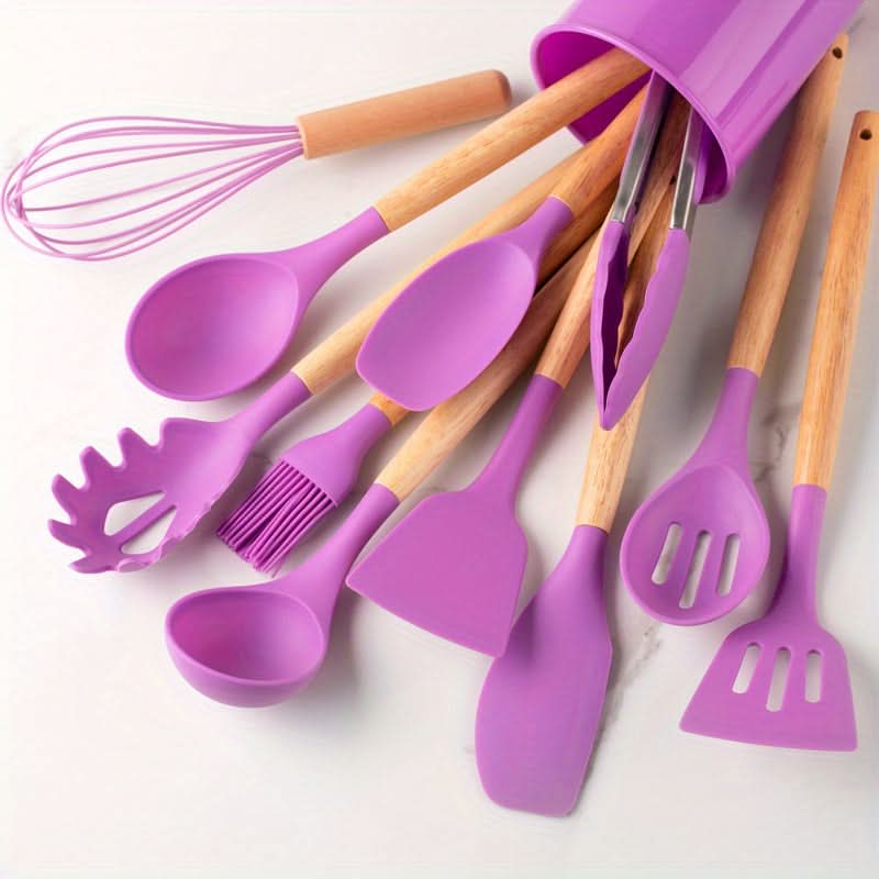Premium 12-piece Heat-resistant Silicone Kitchen Utensil Set – For Safe, Non-stick Cookware Protection and Effortless Everyday Cooking