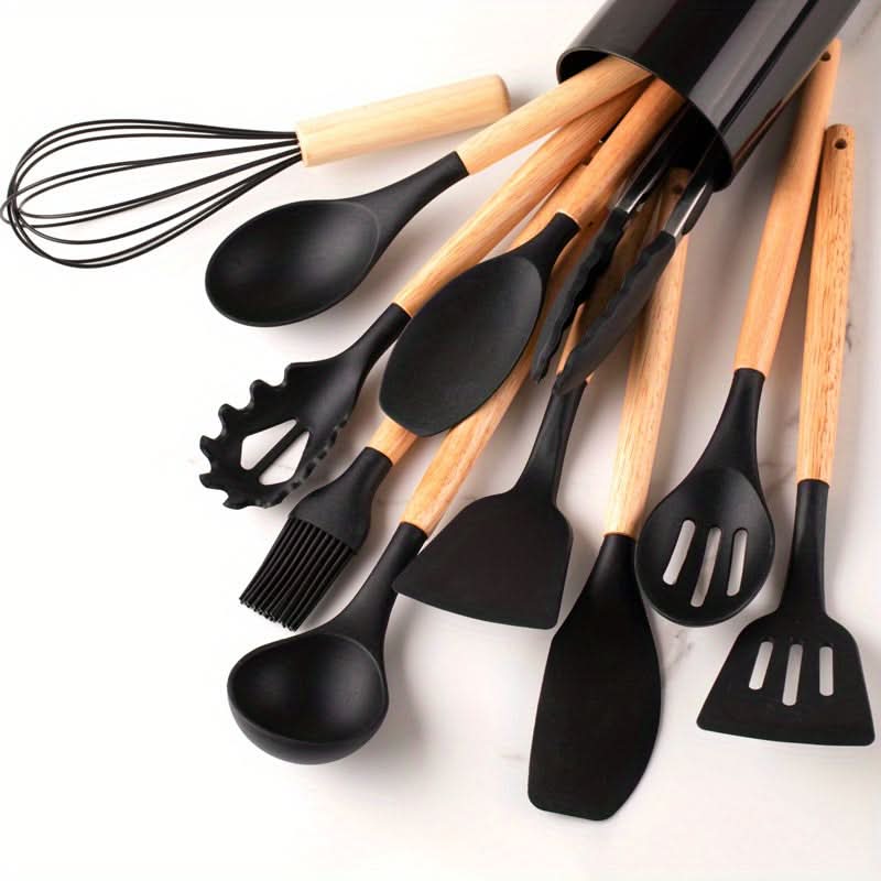Premium 12-piece Heat-resistant Silicone Kitchen Utensil Set – For Safe, Non-stick Cookware Protection and Effortless Everyday Cooking