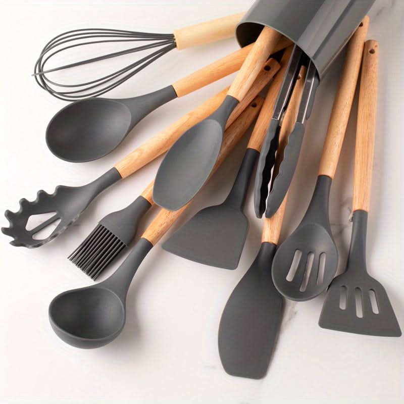 Premium 12-piece Heat-resistant Silicone Kitchen Utensil Set – For Safe, Non-stick Cookware Protection and Effortless Everyday Cooking