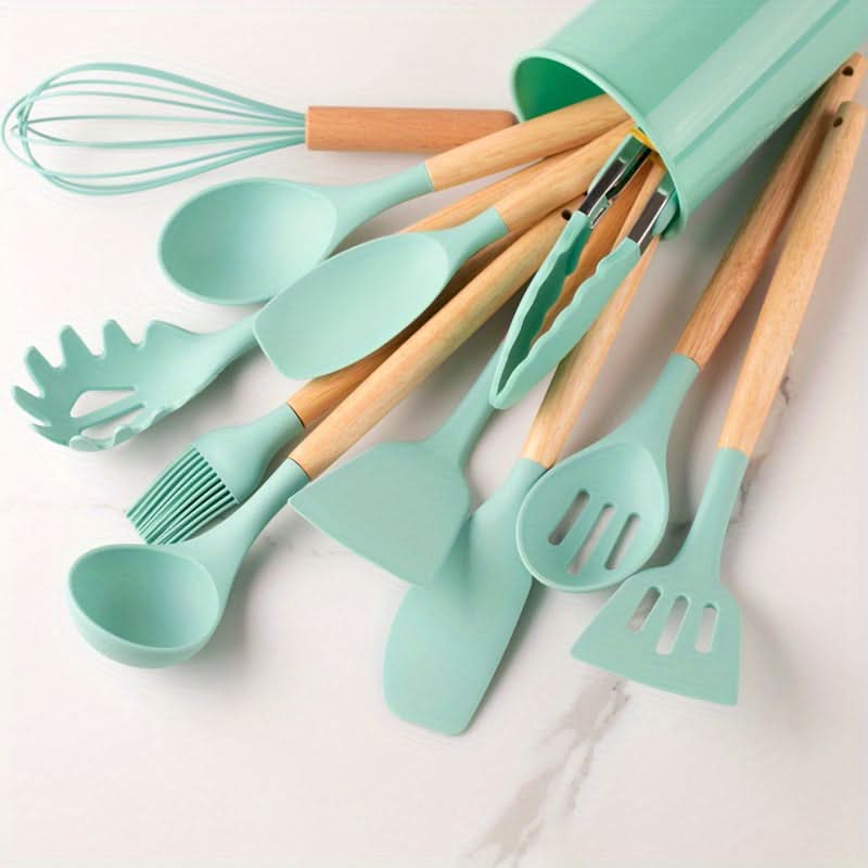 Premium 12-piece Heat-resistant Silicone Kitchen Utensil Set – For Safe, Non-stick Cookware Protection and Effortless Everyday Cooking