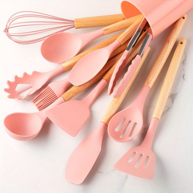 Premium 12-piece Heat-resistant Silicone Kitchen Utensil Set – For Safe, Non-stick Cookware Protection and Effortless Everyday Cooking