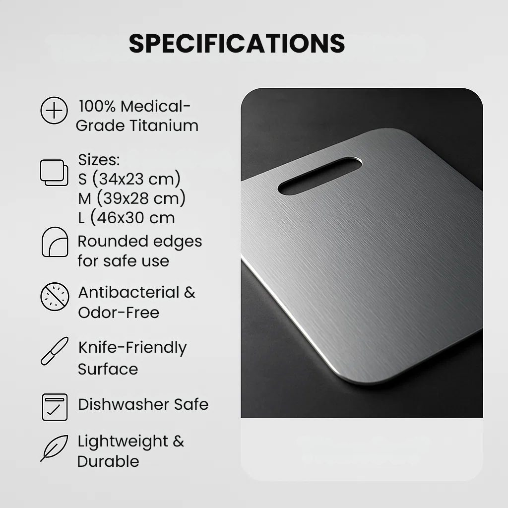 Medical-Grade Titanium Cutting Board | Nonporous Chopping Block