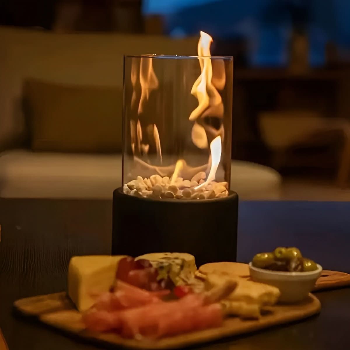 Portable Table Fireplace for Clean Indoor Burning - Smokeless Bioethanol Fire Bowl for Cosy Evenings