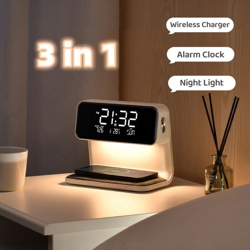 TimeVolt | Modern Digital Bedside Alarm Clock with Wireless Charging Pad