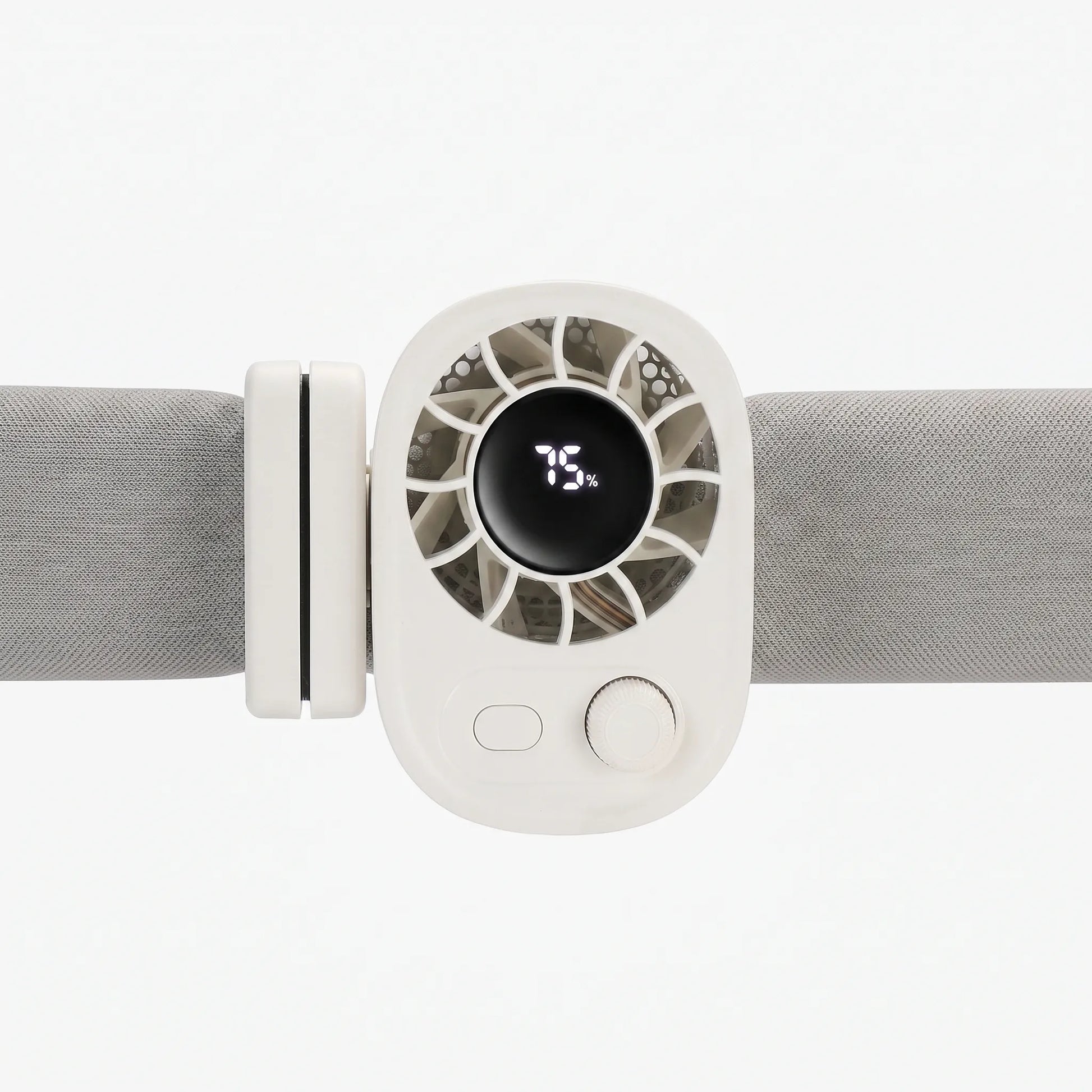 Clip-on fan mounted on car sun visor
