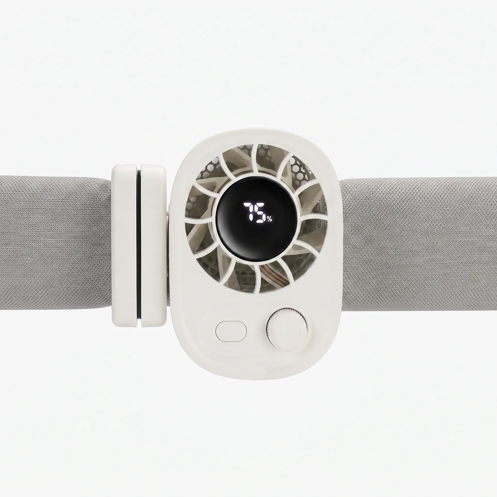 Clip-on fan mounted on car sun visor