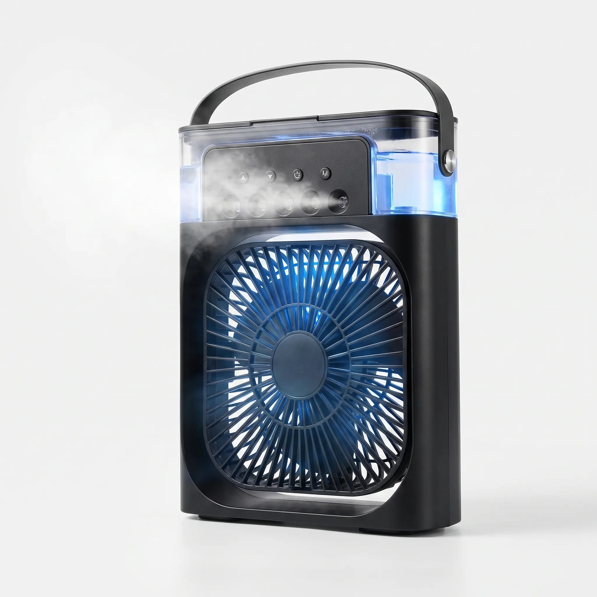 Adjustable tilt misting fan