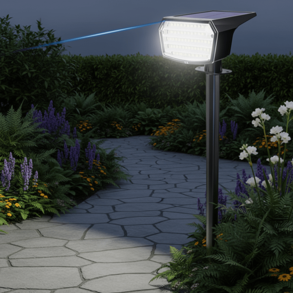 Solar-Powered LED Flood Light for Bright Outdoor Lighting - Weatherproof Security Light for Yards and Paths