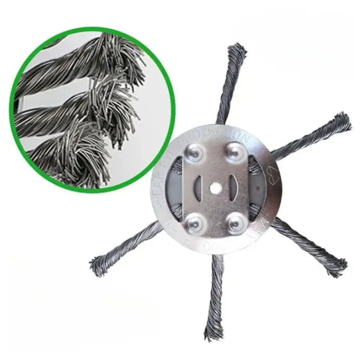 Steel Wire Brush Trimmer Head – Heavy-Duty Weed & Moss Remover Attachment for Grass Trimmers