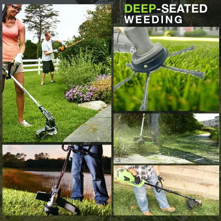 Steel Wire Brush Trimmer Head – Heavy-Duty Weed & Moss Remover Attachment for Grass Trimmers
