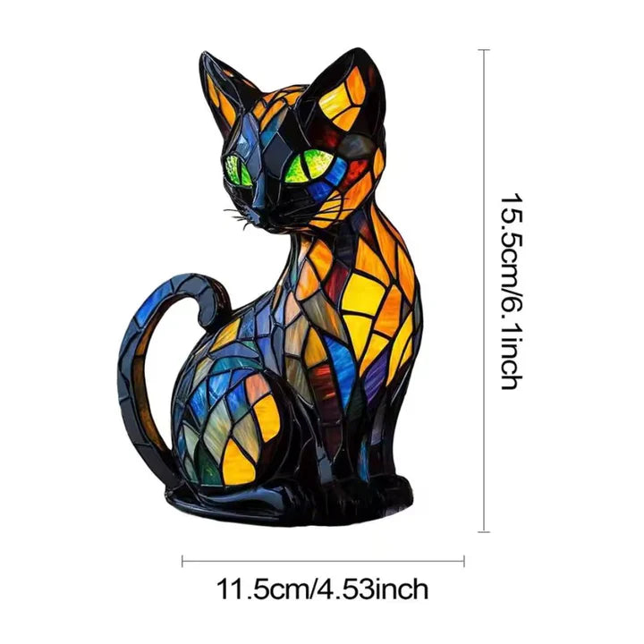 LukePaws | Stained Glass Kitty Table Lamp - Artistic Warm Lighting for Room Decor