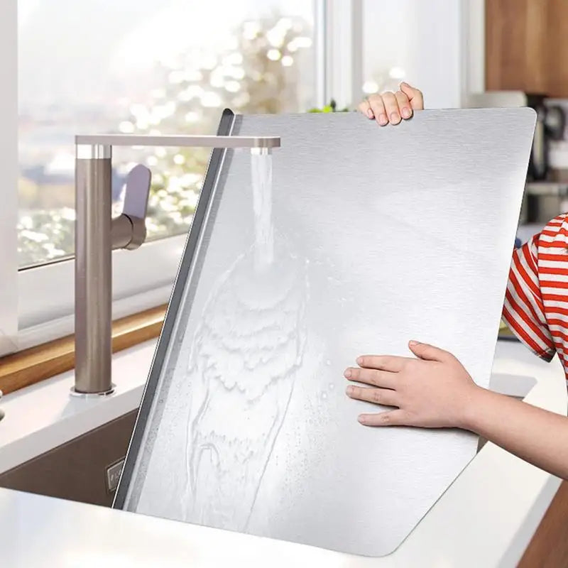 Stainless Steel Cutting Board with Non Slip Base and Raised Edge
