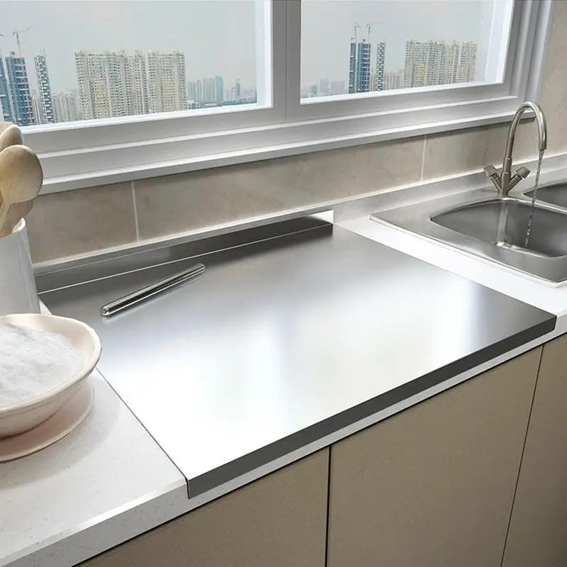 Stainless Steel Cutting Board with Non Slip Base and Raised Edge