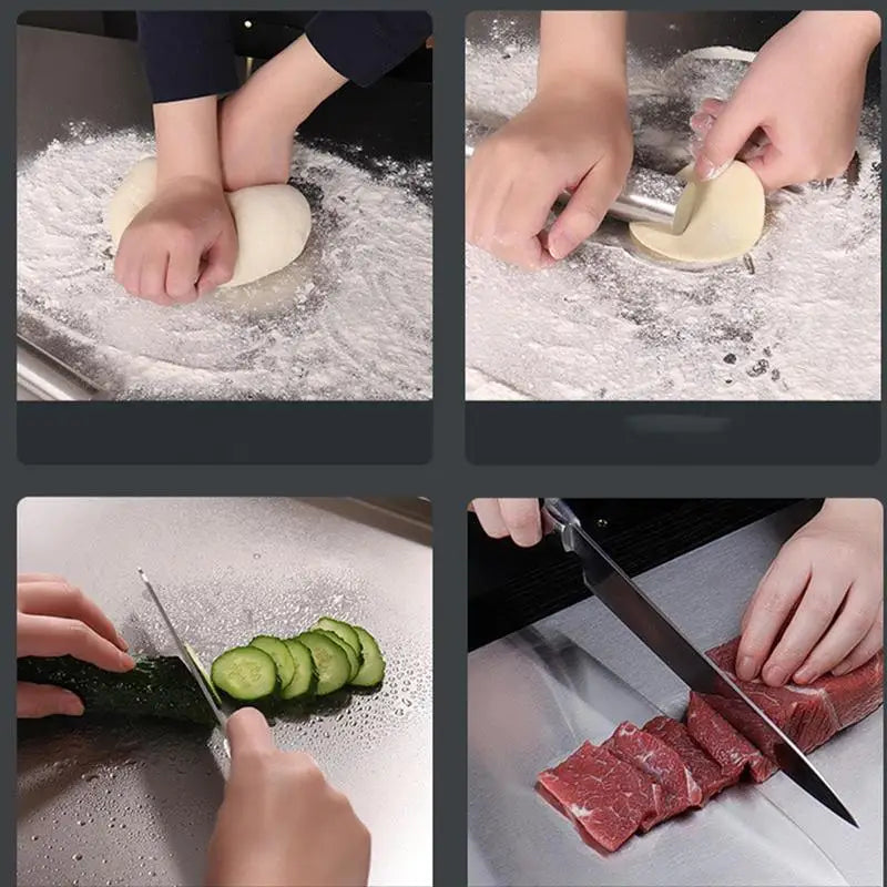Stainless Steel Cutting Board with Non Slip Base and Raised Edge