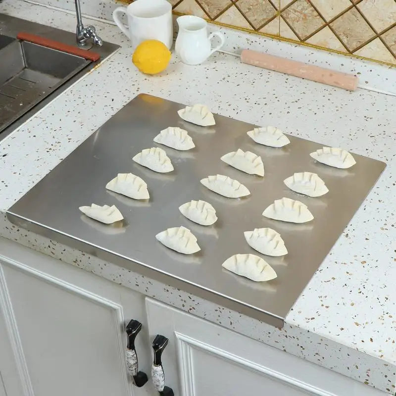 Stainless Steel Cutting Board with Non Slip Base and Raised Edge