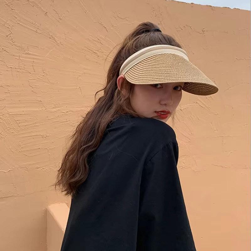 Summer Sun Visor Hat with UV Protection – Wide Brim Straw Visor for Beach, Golf & Outdoor Comfort