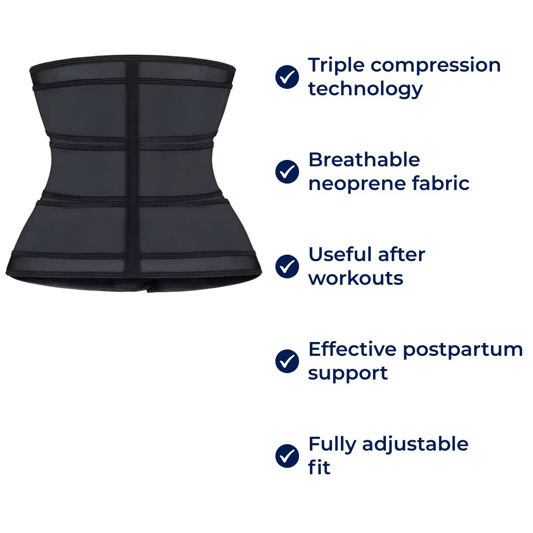Breathable Neoprene Waist Trainer Belt – Triple Compression Support Band for Workouts & Postpartum Recovery