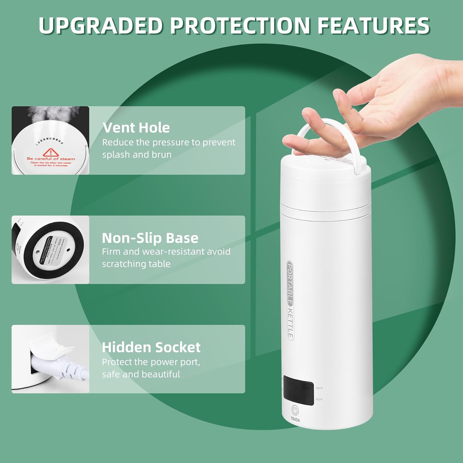 TravelMate Portable Electric Kettle with Smart Temperature Control – Compact Travel Water Boiler with LCD Touch