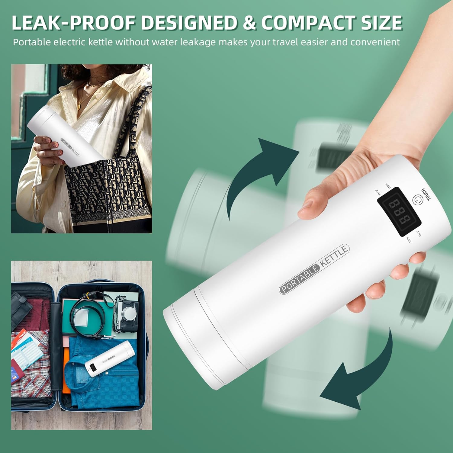 TravelMate Portable Electric Kettle with Smart Temperature Control – Compact Travel Water Boiler with LCD Touch