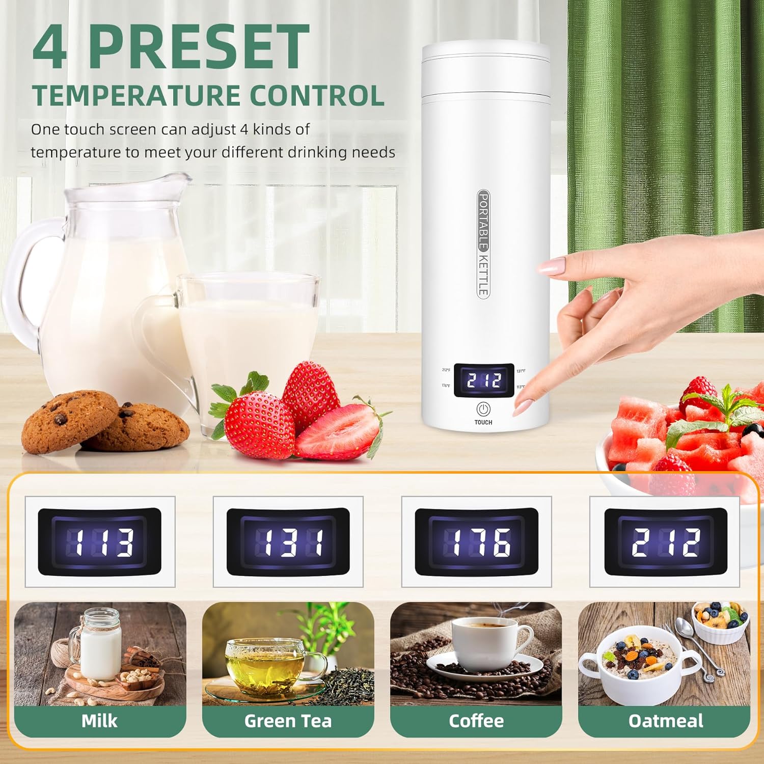 TravelMate Portable Electric Kettle with Smart Temperature Control – Compact Travel Water Boiler with LCD Touch
