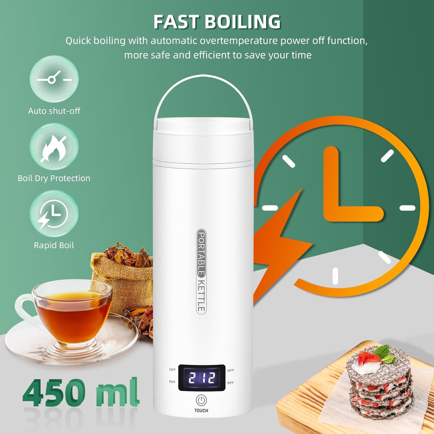 TravelMate Portable Electric Kettle with Smart Temperature Control – Compact Travel Water Boiler with LCD Touch