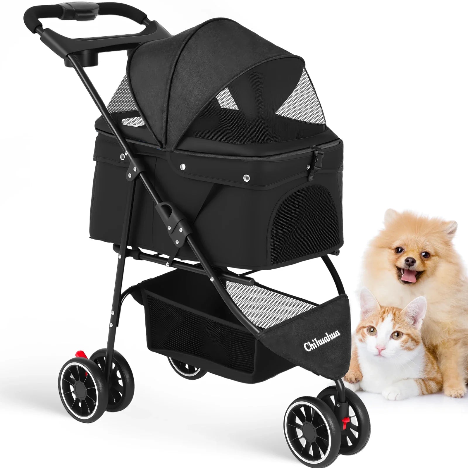 Travel Buddy Pet Stroller for Small Dogs & Cats – Lightweight Foldable Water-Resistant Travel Carriage