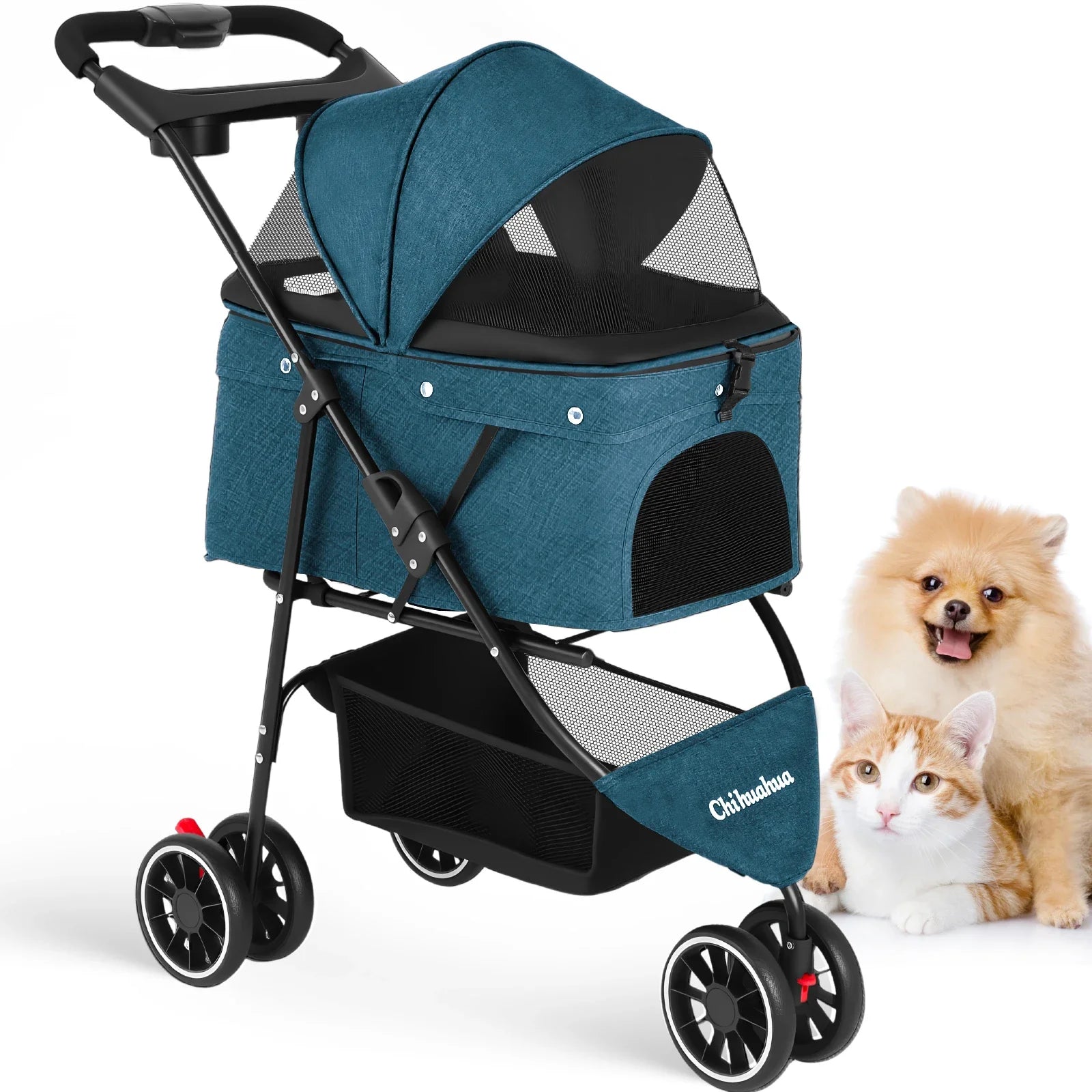 Travel Buddy Pet Stroller for Small Dogs & Cats – Lightweight Foldable Water-Resistant Travel Carriage
