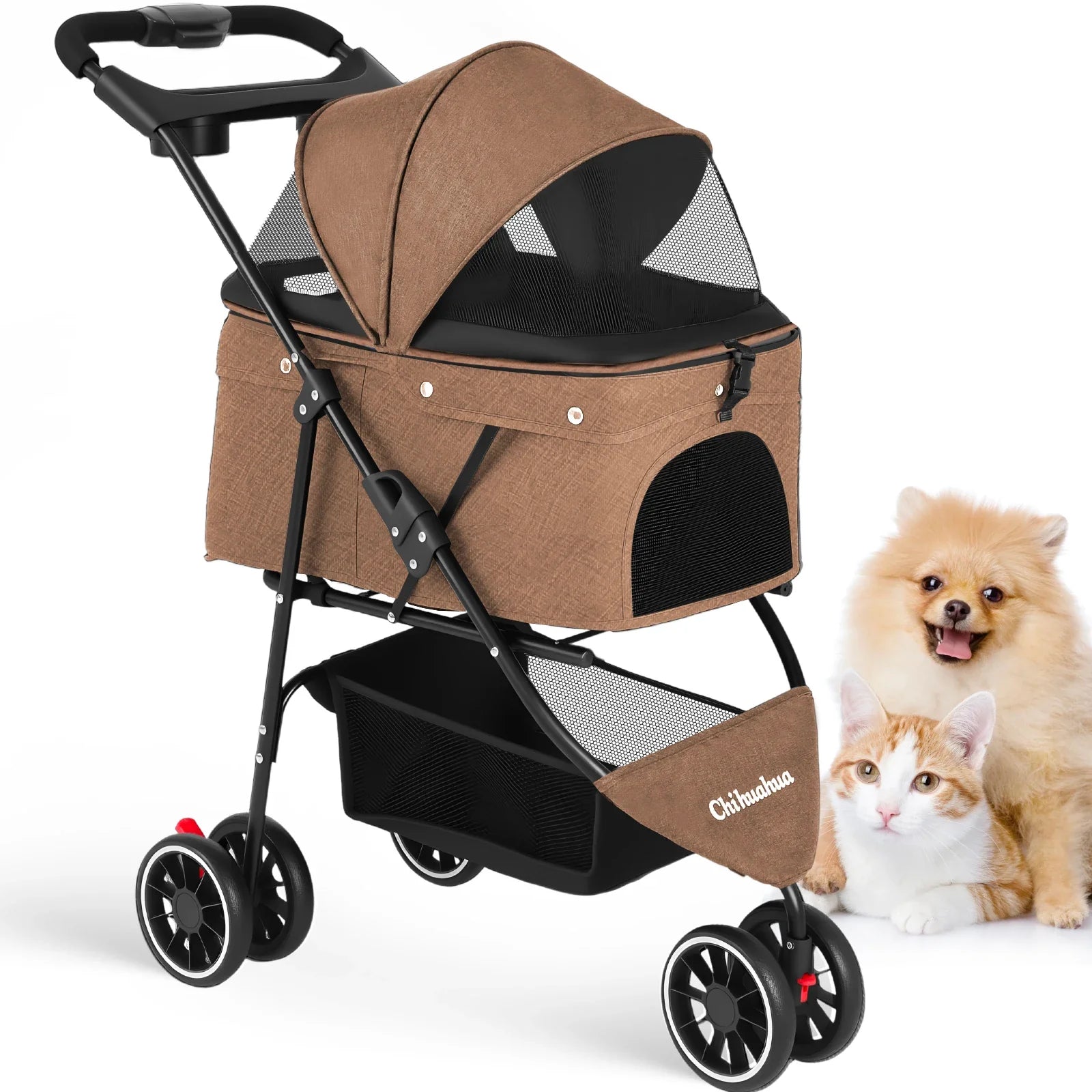 Travel Buddy Pet Stroller for Small Dogs & Cats – Lightweight Foldable Water-Resistant Travel Carriage