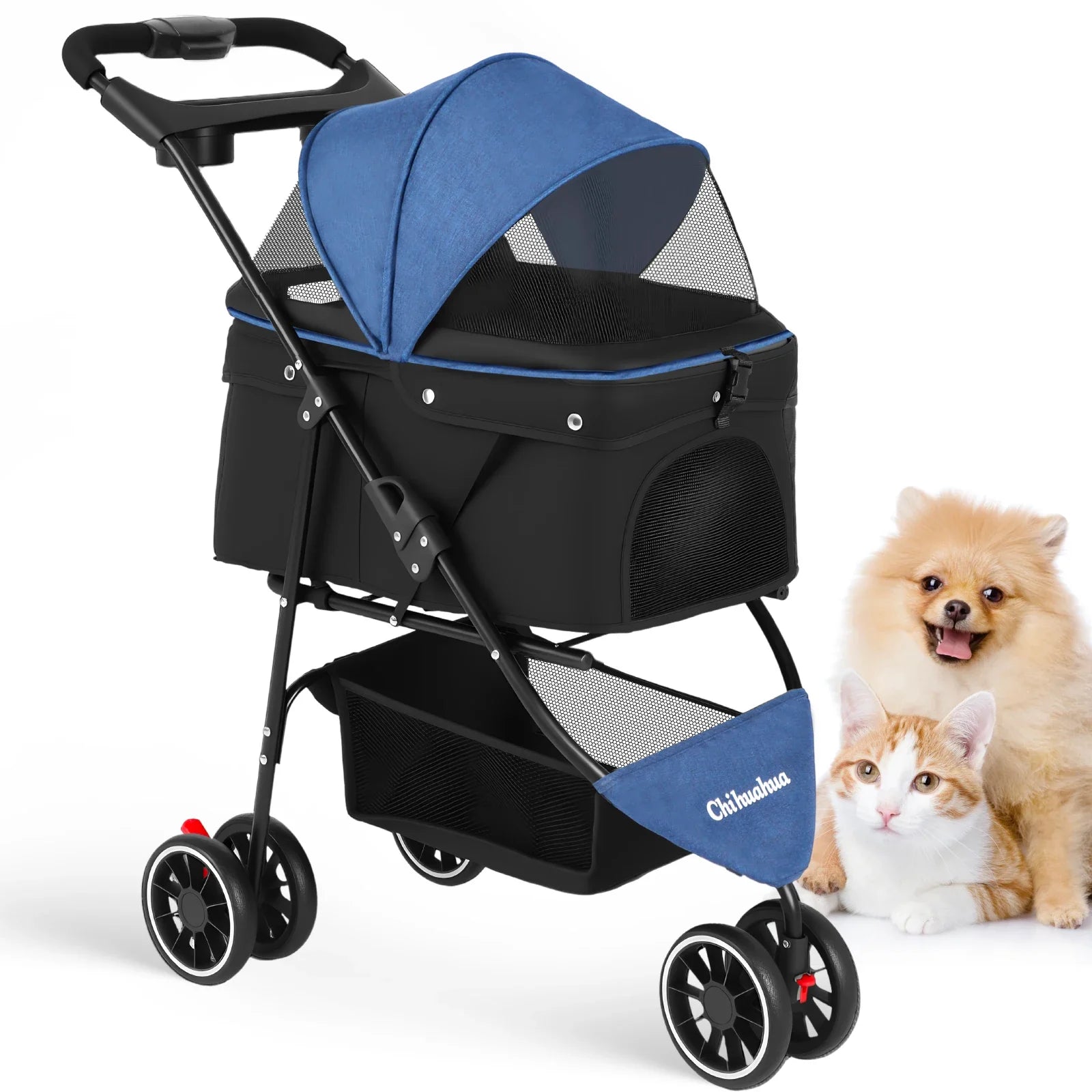 Travel Buddy Pet Stroller for Small Dogs & Cats – Lightweight Foldable Water-Resistant Travel Carriage