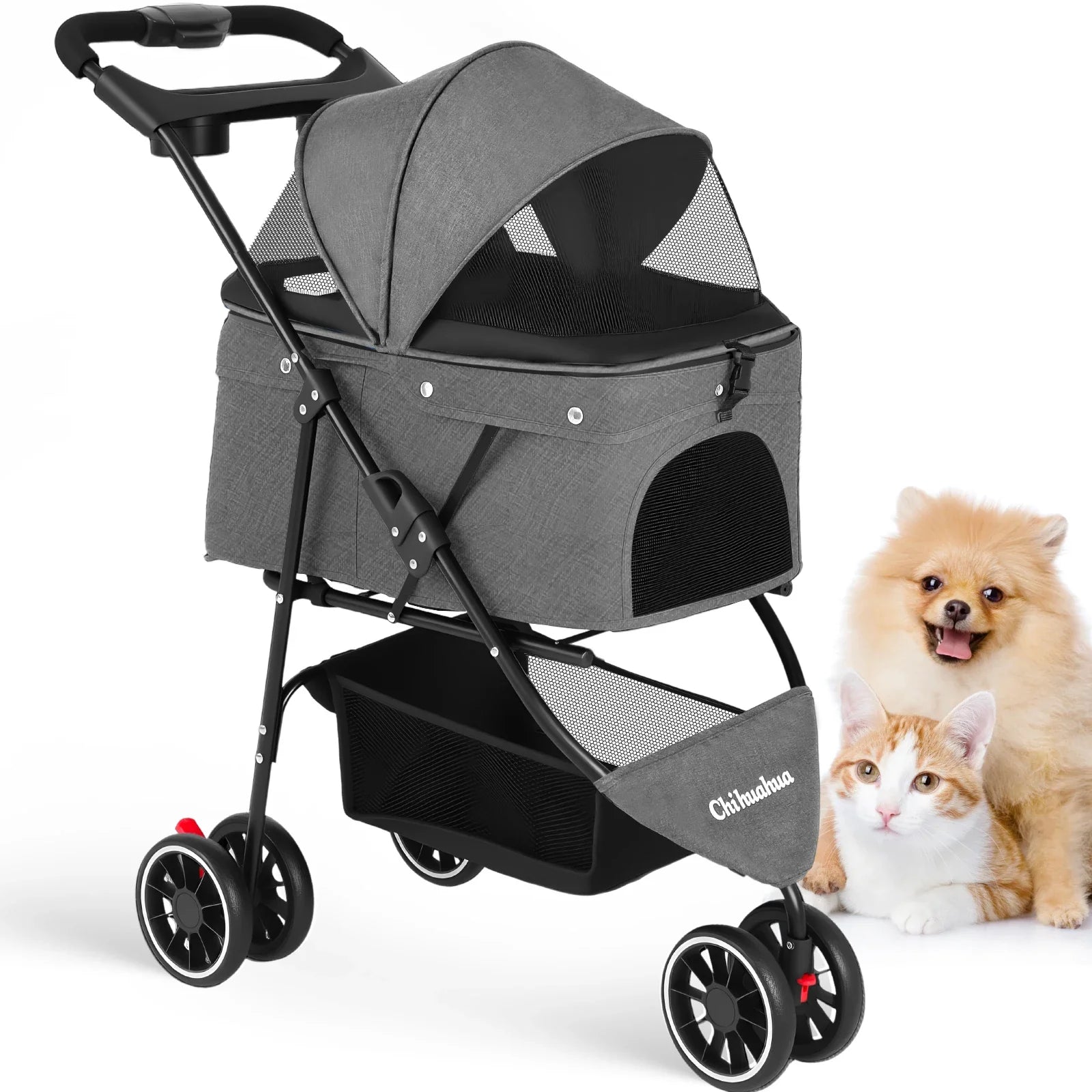 Travel Buddy Pet Stroller for Small Dogs & Cats – Lightweight Foldable Water-Resistant Travel Carriage