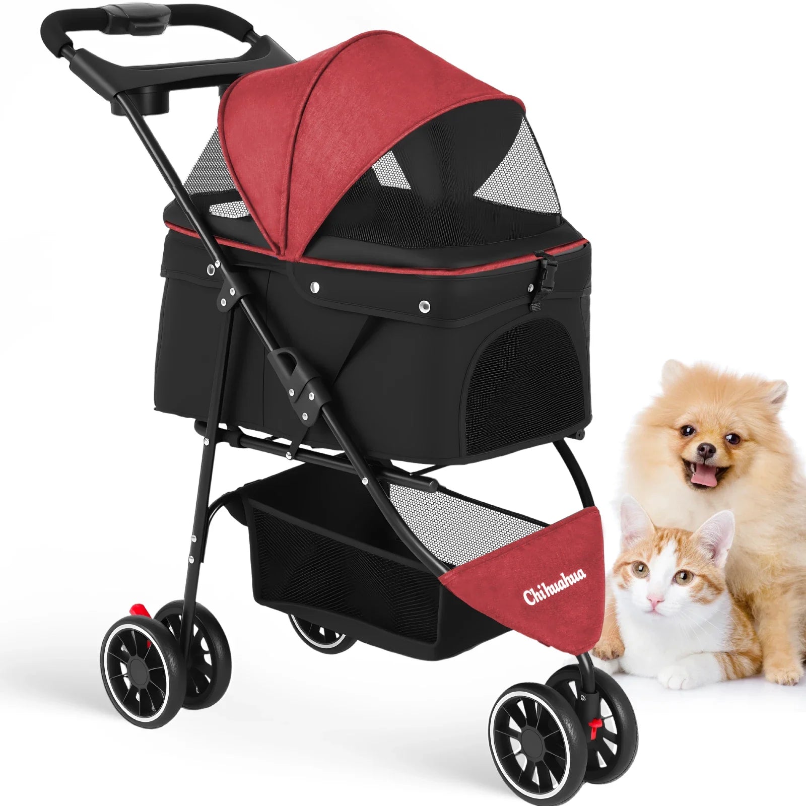 Travel Buddy Pet Stroller for Small Dogs & Cats – Lightweight Foldable Water-Resistant Travel Carriage