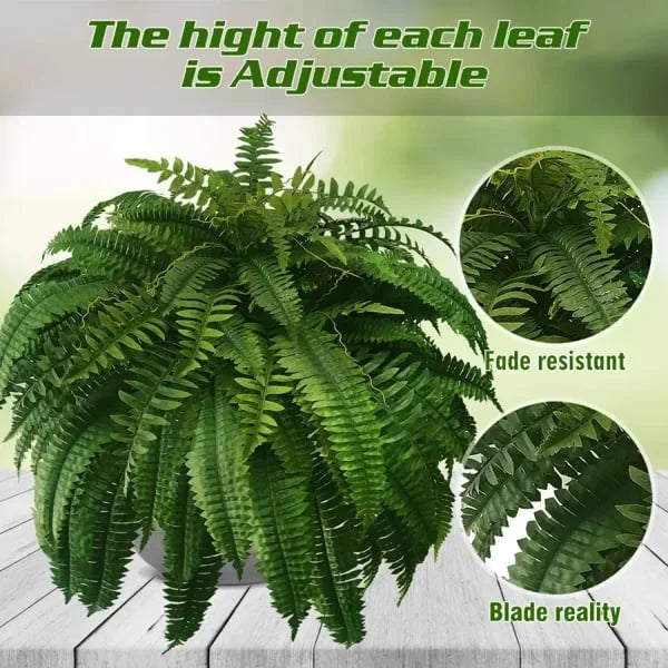 UV-Resistant Faux Boston Fern | Artificial Outdoor Patio Plant