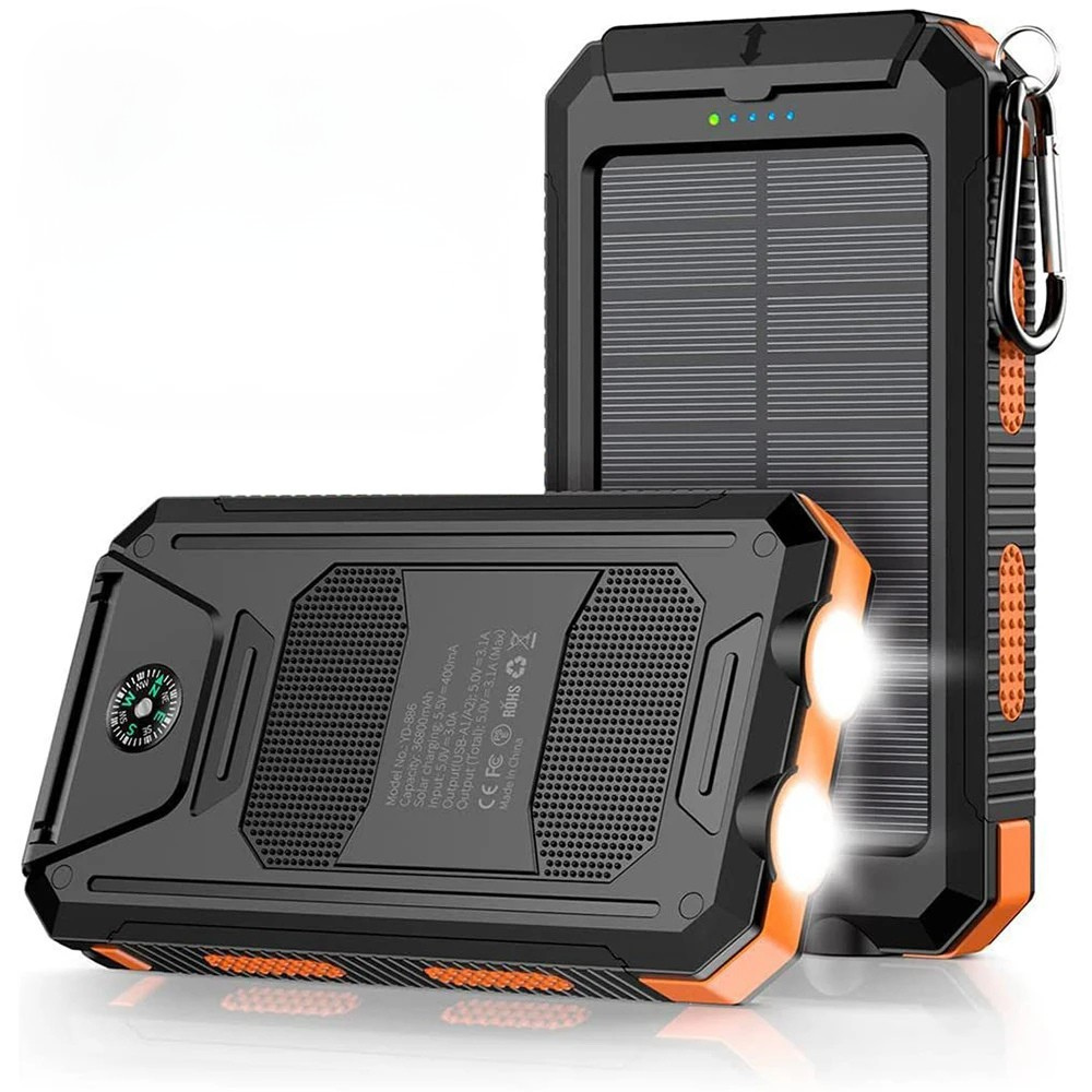 Portable Solar Power Bank and Phone Charger with LED Light 20000mAh